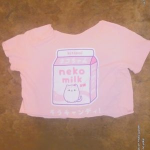 Neko Milk Cat Cropped Top sz L